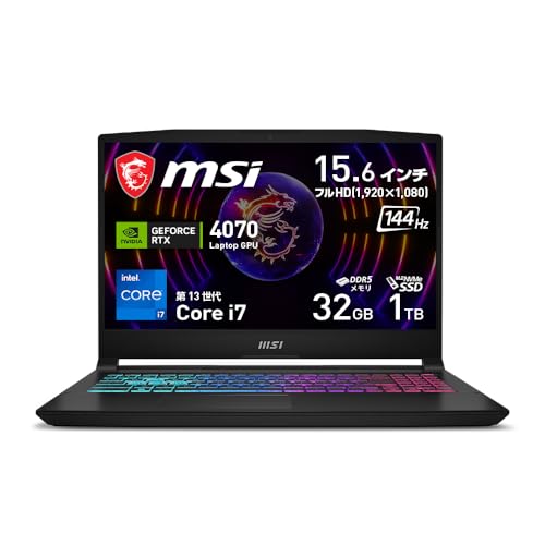 【Core i7 & RTX 4070搭載】MSIゲーミングノートPC Katana15 15.6型 FHD/144Hz/32GB/1TB/ Corei7/RTX4070/Windows 11/Katana-15-B13VGK-1503JP 中間 画像