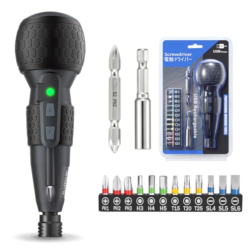 Yacooda 電動ドライバー 小型 強力 【2025業界最新昇級】 電動4N.m 手動10N.m USB-C充電式 高輝度LEDライト 軽量 DIY 操作簡単 女性/初心者対応 敬老の日 誕生日プレゼント ブラック 画像1