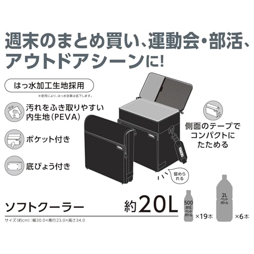 【Amazon.co.jp 限定】サーモス ソフトクーラー 20L グレー保冷バッグ 5層断熱構造 折りたためてコンパクト はっ水加工生地 ボックス型 大容量モデル RFD-0201 GY 最後 画像