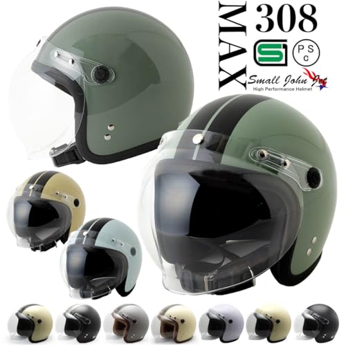 ISHINO SHOKAI バイク ヘルメット ジェット MAX-308 石野商会 スモールジョンジェット SG規格 PSC規格 M(54〜57cm未満程度) プコアブルー/ブラック 最後 画像