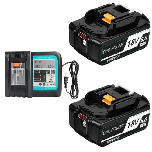 マキタ 18V バッテリー 充電器セット 6.0Ah BL1860B 互換 Waitley マキタバッテリー 18ボルト 充電器 防火材料シェルと長寿命電池セル採用 DC18RC DC18RF DC18RDなど互換 製造物責任保険付 PSE認証済品 (18V/6.0Ah 2個 + 充電器 セット) 画像1
