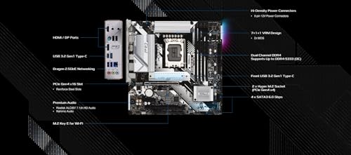 ASRock マザーボード B760M Pro RS/D4 Intel 第12世代 ・ 13世代 CPU ( LGA1700 )対応 B760チップセット DDR4 Micro ATX マザーボード 【国内正規代理店品】 中間 画像