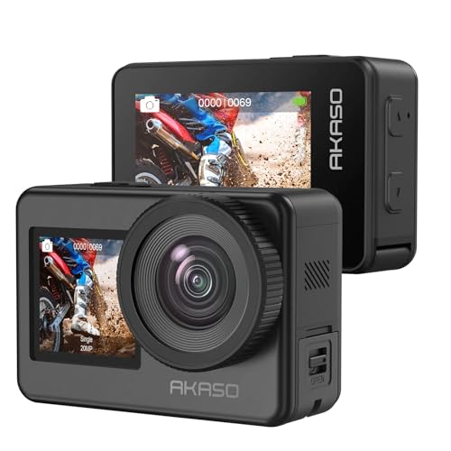 アクションカメラ-AKASO Brave7-4K60fps ウェアラブルカメラ IPX8本機防水10M 水中カメラ 6軸手ぶれ補正 スポーツ WiFi アクションカム クイックキャプチャー 音声制御機能 外部マイク対応 1350mAhバッテリー2個(アップグレード版) 1枚目 画像
