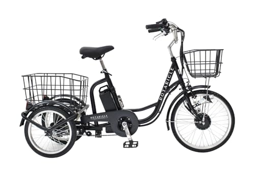 ポタリクル ノーパンク電動アシスト三輪自転車 POT-20EBN 20インチ 大容量カゴ搭載 パンクしないタイヤ ノーパンク 安定走行 シニア向け 買い物サポート (マットブラック) 画像1