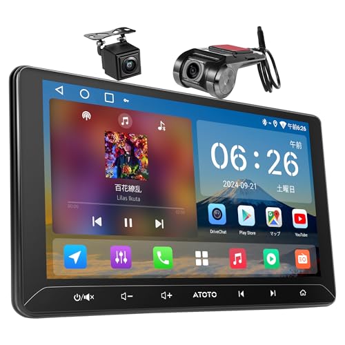 ATOTOLIFE A5L 10インチディスプレイオーディオ、2DIN オーディオ一体型 Androidナビ、ワイヤレス CarPlay& Android Auto、WiFi対応/USB/Bluetooth、1080P録画機能付きフロントカメ、バックカメラ、DSP&アンプ 内蔵、AI会話、2分割画面、2G+32G、USB/TF動画再生、音声コントロール、GPS追跡 1枚目 画像