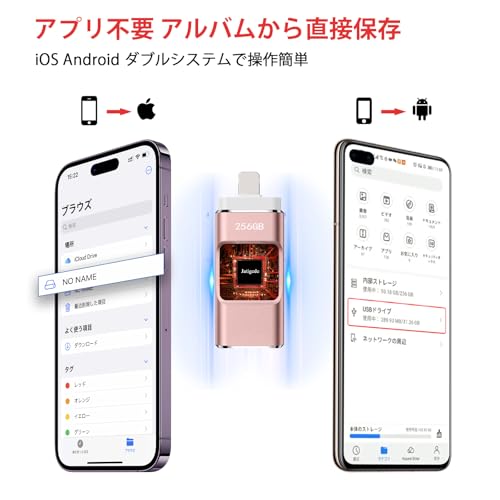 【アプリ不要・正規認証品 】256GB Phone対応usbメモリ写真保存 直接usbに写真を移す４in1 フラッシュドラメモリ人気 USB 両面挿しスマホ USB メモリー フラッシュドライブ Android パソコン対応 USBメモリ phoneの写真 を パソコン に 取り込む 容量不足解消 最後 画像