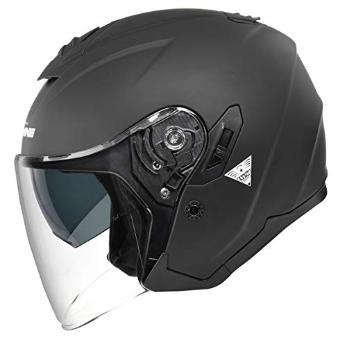 コミネ(KOMINE) バイク用 FL コンポジット FRP ジェットヘルメット マットブラック XL HK-172 UVカットシールド FRPシェル インナーバイザー マグネットバックル 中間 画像
