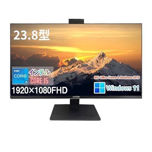 wajun 狭額縁一体型PC XS24D/23.8型IPSフルHD/Win11 Pro/ 第12世代 i5-12450H/MS Office H&B 2019/WEBカメラ/HDMI/Bluetooth/WIFI/Wake On Lan/角度(上下左右)調整可能/多画面出力可能/ZEROセキュリティーソフト付属/DDR4:16GB/1TB SSD 1枚目 画像