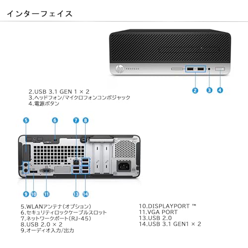 【整備済み品】H P デスクトップPC 400G6 SFF/第9世代Corei5-9500/メモリ 16GB/SSD 512GB/USB 3.1/DVDドライブ/有線LANポート/無線WIFI/省スペース型/初期設定済 中間 画像