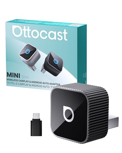 【公式】オットキャスト MINI Slim Ottocast 新型ミニCarPlay Android Auto ワイヤレスUSBカーアダプター ブラック 2025最新 アンドロイドオート&カープレイ無線化接続adapter 純正有線CarPlay/Android Auto搭載車適合 iPhone&Androidスマホ用 ナビ 音楽 ハンズフリー通話 メッセージ受送信対応【技適認証取得済み】 1枚目 画像
