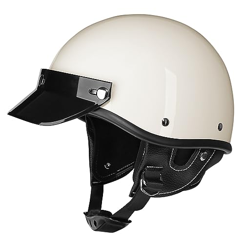 Woljay Half Cap Helmet Bicycle Jet Retro Cruiser Scooter for Adult Men Women DOT Approve (XL,White) 画像1