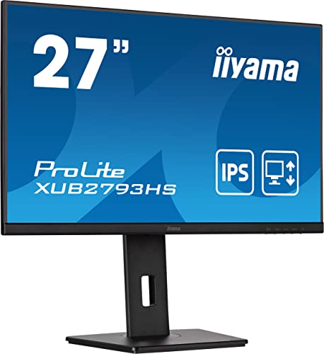 iiyama モニター ディスプレイ ProLite XUB2793HS-B7 27インチ フルHD IPS方式 高さ調整 角度調整 縦回転 HDMI DisplayPort 全ケーブル付 国内サポート 5年メーカー保証 画像1
