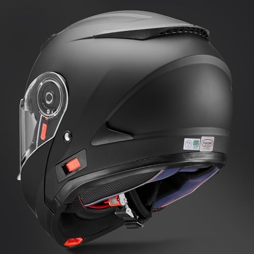 【国内SG/PSC正規品】 FUKUSEI バイクヘルメット フルフェイス インナーシールド付き システムヘルメット フリップアップ FF868 (マットブラック, XL) 中間 画像