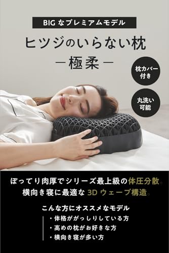 ヒツジのいらない枕 枕 まくら テンセル枕カバー付き 丸洗いOK 高め枕 横向き寝 耐圧分散 寝返り 快眠枕 BIGサイズ 父の日 ギフト プレゼント 極柔 最後 画像