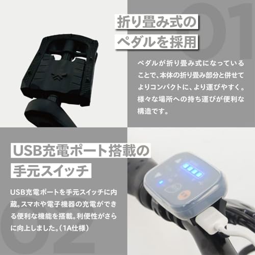 PELTECH(ペルテック) X-Adventure20インチ 折りたたみ 電動アシスト自転車 シマノ外装6段変速 36V ハイパワーモデル 折り畳み 自転車 センターモーター【簡易組立必要品】(TDN-246L) *販売証明書付き (マットブラック) 中間 画像