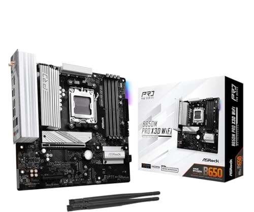 ASRock マザーボード B650M Pro X3D WiFi AMD Ryzen 9000, 8000, 7000 シリーズ CPU対応 (Soket AM5) B650 Micro ATX マザーボード 【国内正規代理店品】 1枚目 画像