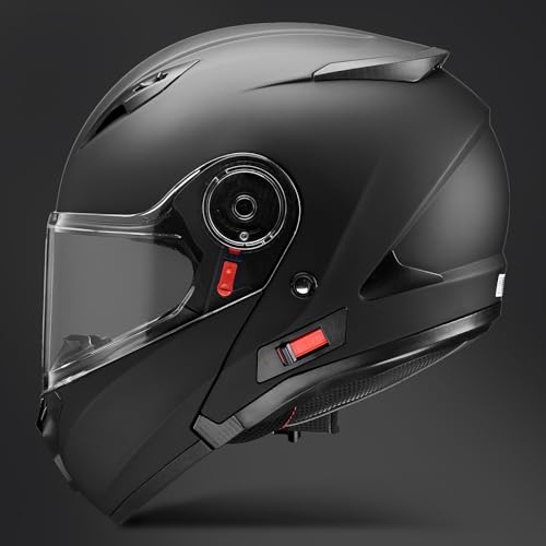 【国内SG/PSC正規品】 FUKUSEI バイクヘルメット フルフェイス インナーシールド付き システムヘルメット フリップアップ FF868 (マットブラック, XL) 中間 画像