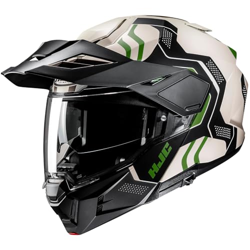 HJC HELMETS(エイチジェイシーヘルメット) バイク用 ヘルメットシステム フリップアップ オフロード サンバイザー内蔵 ベンチレーション 内装着脱 i80 ヴェリー HJH278 GREEN(MC4SF) L (58 - 59cm) 1枚目 画像