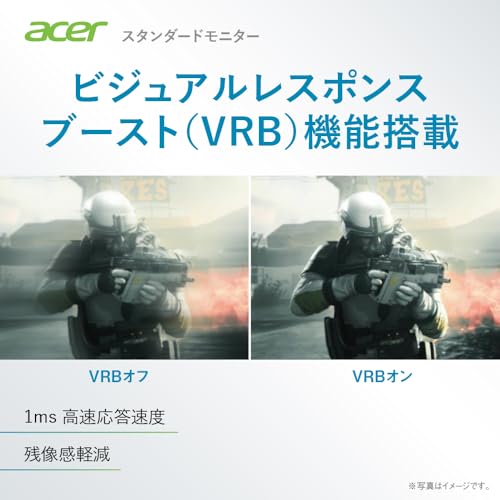 Acer モニター 23.8インチ フルHD 非光沢 IPS 120Hz 1ms(VRB) sRGB 99% AdaptiveSync HDMI 1.4 ミニD-Sub 15ピン スピーカー・ヘッドフォン端子 音声入力端子 VESAマウント対応 ゼロフレームデザイン 3年保証(パネルは1年) EK241YGbmix 中間 画像