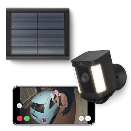 Ring Spotlight Cam Plus, Battery (リング スポットライトカム プラス バッテリーモデル) ブラック + ソーラーパネル | Ring Homeプラン30日間無料体験 1枚目 画像
