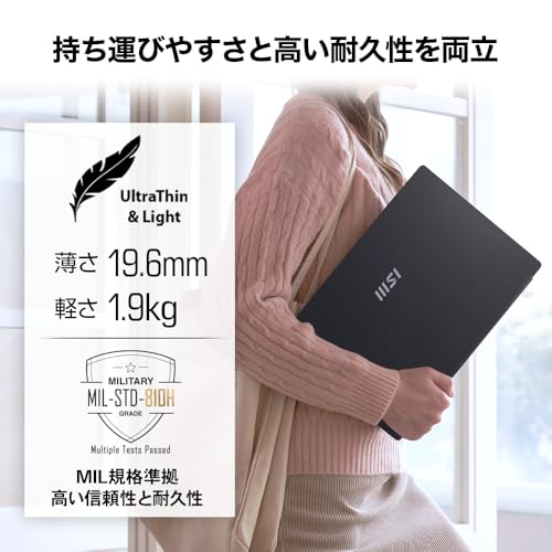 【Amazon.co.jp限定】【インテル最新Core 9搭載 & ハイパワー・大画面・大容量】MSIビジネスノートPC Modern15H メモリ32GB/SSD1TB/15.6インチ FHD/Core 9 プロセッサー 270H/Windows 11 Home/Modern-15-H-C2RMG-0152JP 中間 画像
