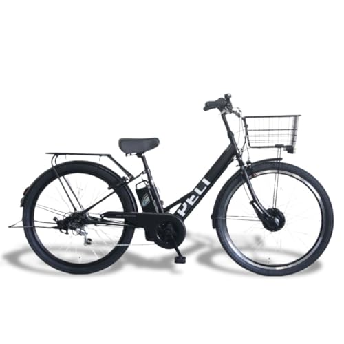 【100%完成車納品】 PELTECH(ペルテック) 電動アシスト自転車 27.5インチ シマノ 外装6段 大型カゴ TDA-728L (マットブラック, 8AHバッテリー) 1枚目 画像