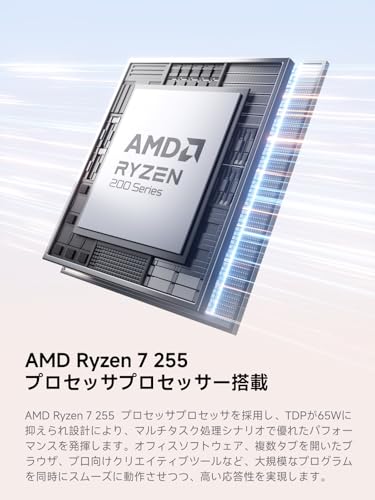 MINISFORUM AI X1ミニpc AMD Ryzen 7 255プロセッサ Radeon 780M グラフィック DDR5-5600MT/s 32GB 1TB SSD Windows 11 Pro 小型pc HDMI2.1 |DP2.0|USB4ｘ２ 4画面出力 2.5Gbps LAN/Wi-Fi 7/BT5.4 コンパクトPC 中間 画像