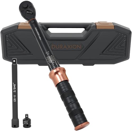 DURAXION トルクレンチ バイク セット3点組 プレセット型 差込角9.5 mm (3/8インチ) 5-60N.m オートバイトルクレンチ 車 エンジン 自転車 バイク修理工具 作業工具 機械の整備 高精度 正方向±3％ 逆方向±5％ 見やすいダブル目盛り 左右回転 72ギア 5°送り角 快速着脱 小型 手動 機械式 軽量 校正証明書 日本語取扱説明書 収納ケース付き 画像1
