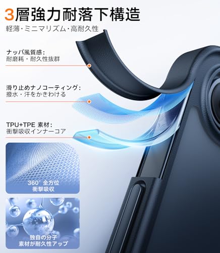TORRAS iPhone 16e 用 ケース【米軍進化耐久性】 2025 半透明 耐衝撃 マット感 黄ばみなし 滑り止め 指紋防止 レンズ保護 耐久性 カバー ストラップホール付き 6.1インチ（マットブラック） 中間 画像