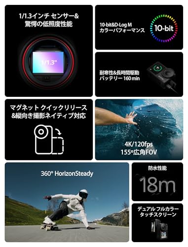 DJI Osmo Action 4+DJI Mic Miniトランスミッター(インフィニティブラック) アクションカメラ ワイヤレスマイク オーディオ OsmoAudio™直接接続 アクティブ ノイズキャンセリング 自動制限機能 最後 画像
