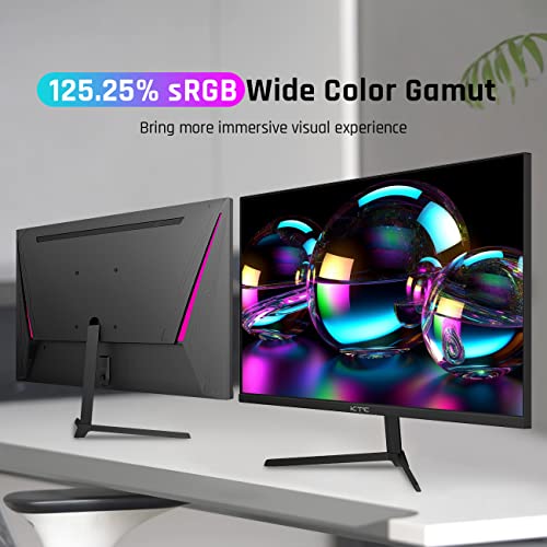 KTC 24 Inch Gaming Monitor FHD 1080P Fast IPS 165Hz, 125% sRGB 1ms HDR Zero-Frame Computer Monitor, HDMI 2.0x2, DisplayPort 1.4x2, FreeSync & G-Sync, Tilt, VESA Compatible, Eye Care, H24T09P 中間 画像