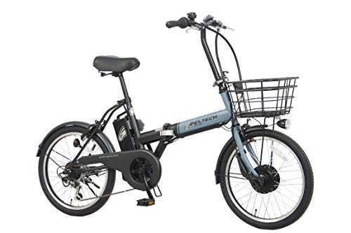 PELTECH(ペルテック) 折り畳み電動アシスト自転車 20インチ折り畳み外装6段変速 【簡易組立必要品】(TDN-208L) (8AHバッテリー, ブルー×ブラック) 中間 画像