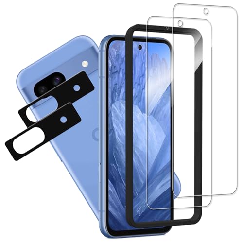 KPNS Pixel 8a ガラスフィルム【2+2枚セット】ガイド枠付き 日本素材製 強化ガラスGoogle Pixel 8a 用 ガラスフィルム カメラフィルム カバー グーグルピクセル8a 保護フィルム 1枚目 画像