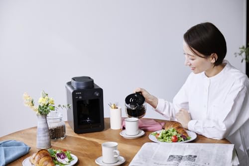 シロカ 全自動コーヒーメーカーカフェばこ SC-A352 ブラック [ガラスサーバー/コンパクト/豆・粉対応/ミル内臓/タイマー予約/保温機能付き/メッシュフィルター/おしゃれ]（2024年モデル） 中間 画像