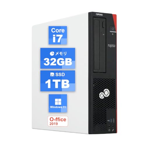 【整備済み品】富士通 デスクトップFUJITSU ESPRIMO D588 第8世代タワーPC Core i7-8700/最大4.6GHZ/32GBメモリ・1000GB SSD/Windows11Office・2019初期設定済/WiFi/Bluetooth対応/180日保証付(メモリ32GB+SS1000GB) 1枚目 画像