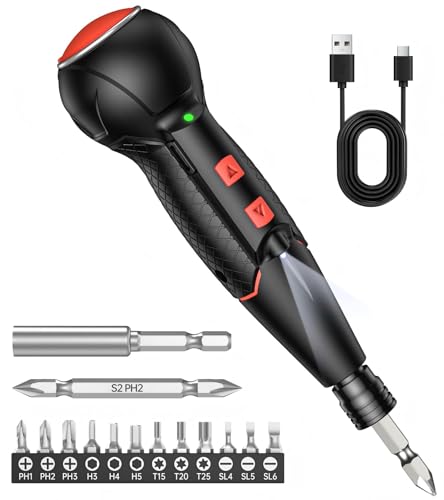 AAL 電動ドライバー 小型【2025年強化版・初心者・DIY向け】 充電式ドライバー 軽量 手持ち 3.6V 最大トルク14N.m 手動兼用 正逆転切り替え 高輝度LEDライト Type-C USB充電式 合金製 ビット 14本付 人間工学設計 滑り止め 携帯 操作簡単 家庭用 日本語説明書付 (Black) 画像1