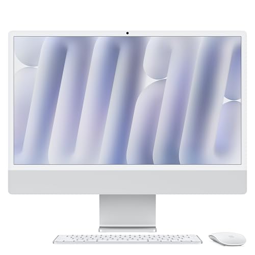 Apple 2024 iMac 8 コア CPU、8 コア GPU の M4 チップ搭載オールインワンデスクト ップコンピュータ: Apple Intelligence のために設計、24 インチ Retina ディスプレイ、 16GBユニファイドメモリ、256GBの SSD ストレージ、ボディと同じカラーの アクセサリ、iPhone や iPad との連係機能 - シルバー 画像1