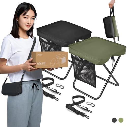 Northdeer【2025Newモデル】折りたたみ椅子 コンパクト 超軽量 アルミ合金 ショルダーとカラビナ付き 持ち運び 便利 アウトドアチェア 収納袋一体型 携帯チェア キャンプ 椅子 【意匠権取得】 日本語取扱説明書付き 旅行 ハイキング お釣り 試合観戦 2点入り 1枚目 画像