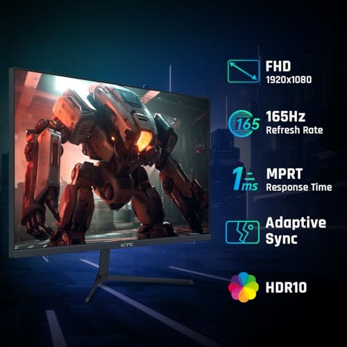 KTC 24 Inch Gaming Monitor FHD 1080P Fast IPS 165Hz, 125% sRGB 1ms HDR Zero-Frame Computer Monitor, HDMI 2.0x2, DisplayPort 1.4x2, FreeSync & G-Sync, Tilt, VESA Compatible, Eye Care, H24T09P 最後 画像