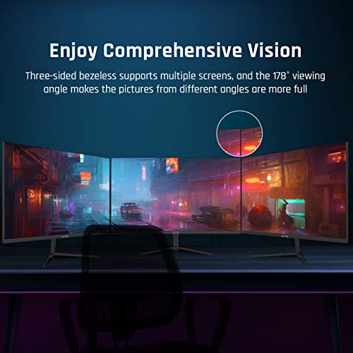 KTC 24 Inch Gaming Monitor FHD 1080P Fast IPS 165Hz, 125% sRGB 1ms HDR Zero-Frame Computer Monitor, HDMI 2.0x2, DisplayPort 1.4x2, FreeSync & G-Sync, Tilt, VESA Compatible, Eye Care, H24T09P 中間 画像