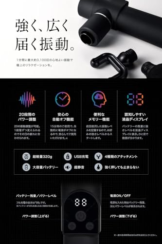 【整体院長監修】RELX 筋膜リリースガン トータルボディケア MINI【日本企業企画】超軽量320g 20段階強力振動 筋膜 リリースガン ボディケア ハンディガン 静音 4種類アタッチメント プレゼント ギフト 中間 画像