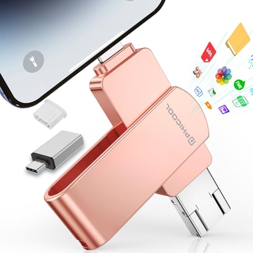 256GB USBメモリ [アプリ不要 アルバム直接保存！]４in1 Phone/Android/PC対応 phone から 直接 usb に 写真 を 移す/バックアップ可能 スマホデータ保存 外付けメモリ Type-C搭載 大容量外付けストレージ フラッシュメモリスマホ容量不足解消 高速 データバックアップ転送対応 ! (ピンク, アプリ不要256GB) 画像1