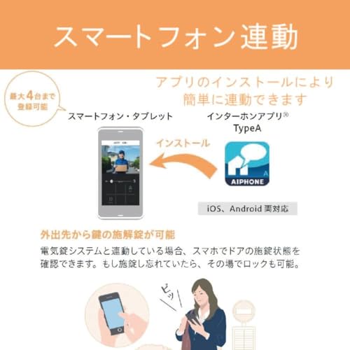 アイホン インターホン ドアホン テレビドアホン ワイヤレス子機セット スマートフォン連動 動画録画 宅配ボックス連動録画 AC電源プラグ式 スノーホワイト KM-77 中間 画像