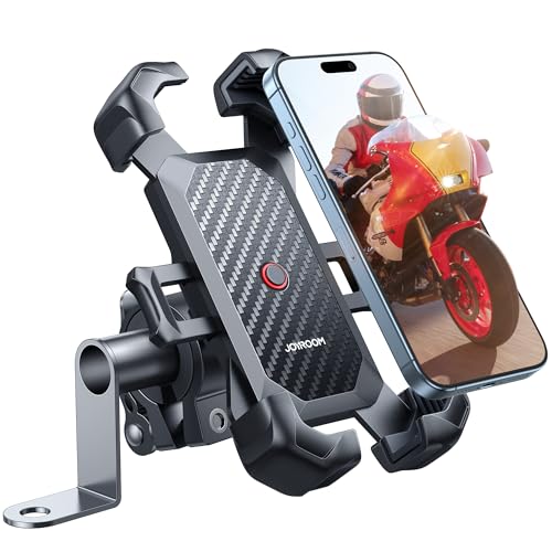 【一台二役！】バイク スマホホルダー スタンド JOYROOM ミラーマウント付き 1秒着脱 超強振動吸収 原付 スマホ ホルダー オートバイ 「ワンタッチで自動ロック」 片手操作 バイク用 携帯ホルダー 360度回転可能 落下防止 15-40mm ハンドルバー アクションカメラやライトなども取り付け可能 iPhone 16 シリーズ, iphone&Androidの各ブランドの全ての機種対応 画像1
