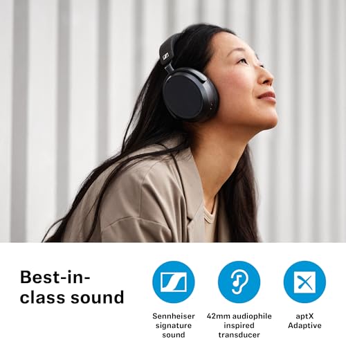 ゼンハイザー(Sennheiser) ワイヤレスヘッドホン bluetooth MOMENTUM 4 Wireless ブラック 高性能ドライバー ノイズキャンセリング 60時間再生 タッチパネル 低遅延 aptX Adaptive マルチポイント 【国内正規品】 中間 画像
