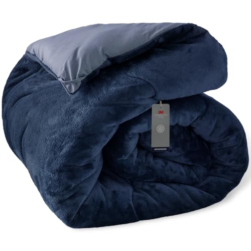 アイリスプラザ 掛け布団 シンサレート 充填量1.5kg 軽くてあったか 高保温・断熱性 洗濯機OK 高機能中綿素材シンサート使用 暖かさを逃さない掛布団 超極細マイクロファイバー繊維 フランネル生地 シングル ダークネイビー 1枚目 画像