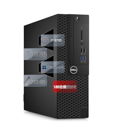 【中古整備品】デル デスクトップパソコン DE LL OptiPlex 3060 SFF/CPU 第8世代インテル Core i7 8700 (最大3.4GHz) / /16GB/Windows11 Pro&MS Office2019/USB3.0/DP/DVD/HDMI搭載/外付けWIFI付き (SSD512GB) 1枚目 画像