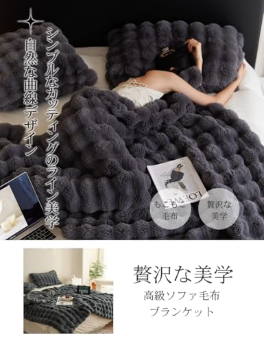 VERILADY 毛布 ふわとろ毛布 ふわもこ毛布 ブランケット 柔らかく肌触 ふわふわ モコモコ 冷え対策 洗える おしゃれ 静電気防止 暖かい 厚手 冬用(160x200,ブルーグレー) 中間 画像
