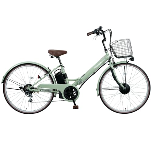 PROVROS(プロブロス) 電動アシスト自転車 26インチ 折りたたみ シマノ6段変速 リチウムイオンバッテリー7.8Ah シティサイクル 前輪駆動 最大40km走行 型式認定 公道可能【メーカー保証1年】P-266E (ミントグリーン) 1枚目 画像