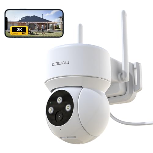 【2K超高画素 ・夜間カラー撮影】 COOAU 防犯カメラ 屋外 ワイヤレス/wifi 300万画素/1296P 監視カメラ PTZ機能 360°広角撮影 常時録画 検出エリア設定 人体検知 発光威嚇 自動追跡 双方向音声 家族共有 IP66防水 遠隔操作 警報通知 玄関/店/自宅見守り/ネットワークカメラ Ptz SDカード/クラウド保存 (白) (3MP) 1枚目 画像